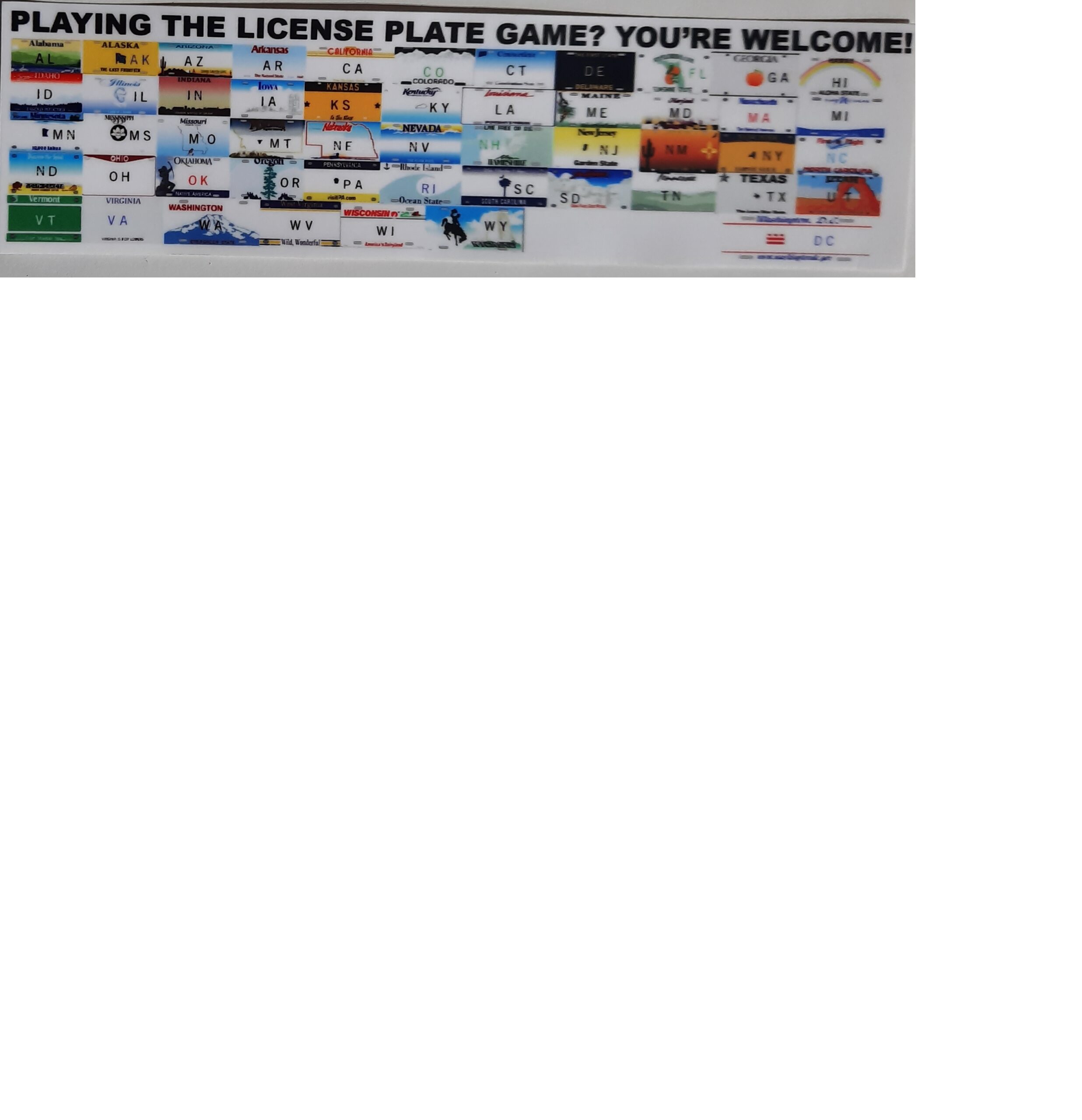 Playing the License Plate Game? You're Welcome!